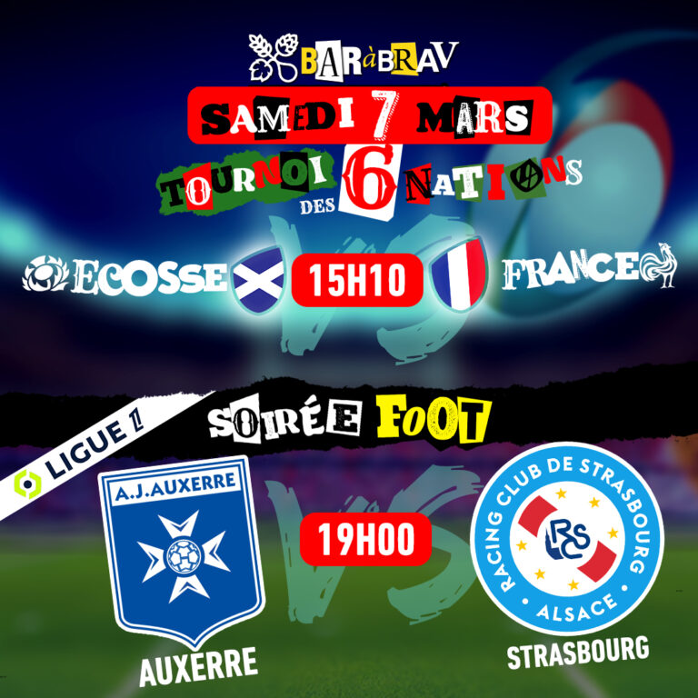 Samedi Foot et Rugby au BaRàBraV le 7 mars !