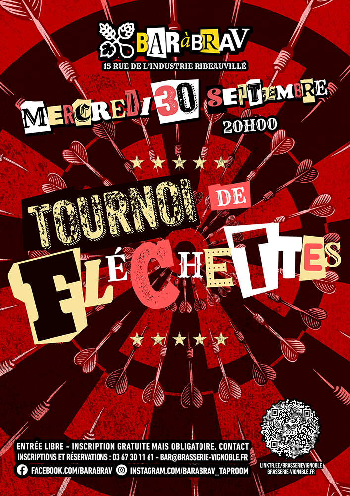 Tournoi de fléchettes au BaRàBraV le 30 septembre à Ribeauvillé