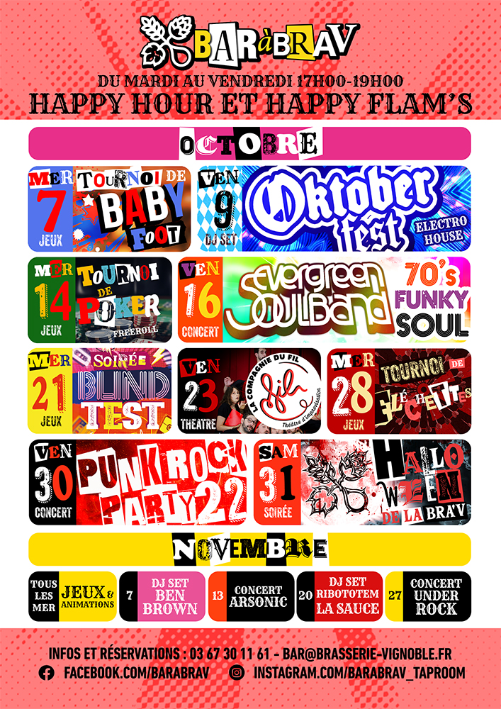 Planning du mois d'octobre au BaRàBraV