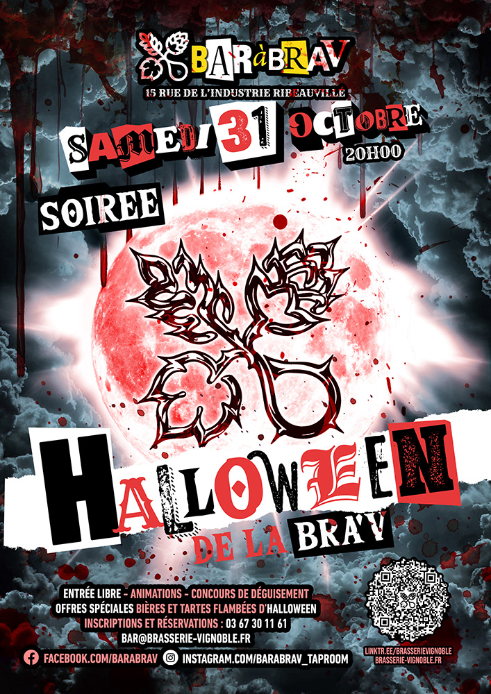 La Brasserie du Vignoble organise sa soirée d'Halloween le samedi 31 octobre au BaRàBraV